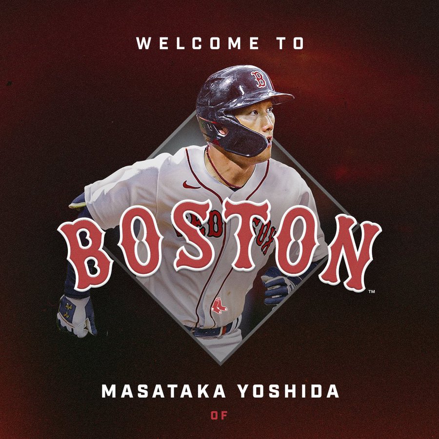 Welcome to Boston graphic for outfielder Masataka Yoshida.