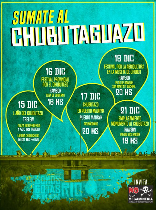 PrensaUAC's tweet photo. A 1 año del #Chubutaguazo. La resistencia popular a pesar de la violenta represión desatada se levantó y desarmó con su inmensa movilización al poder que intentaba nuevamente zonificar para la megaminería. La lucha no comenzó ese año, se viene construyendo desde hace 20.
#Chubut https://t.co/Sq8ZbdCJYD