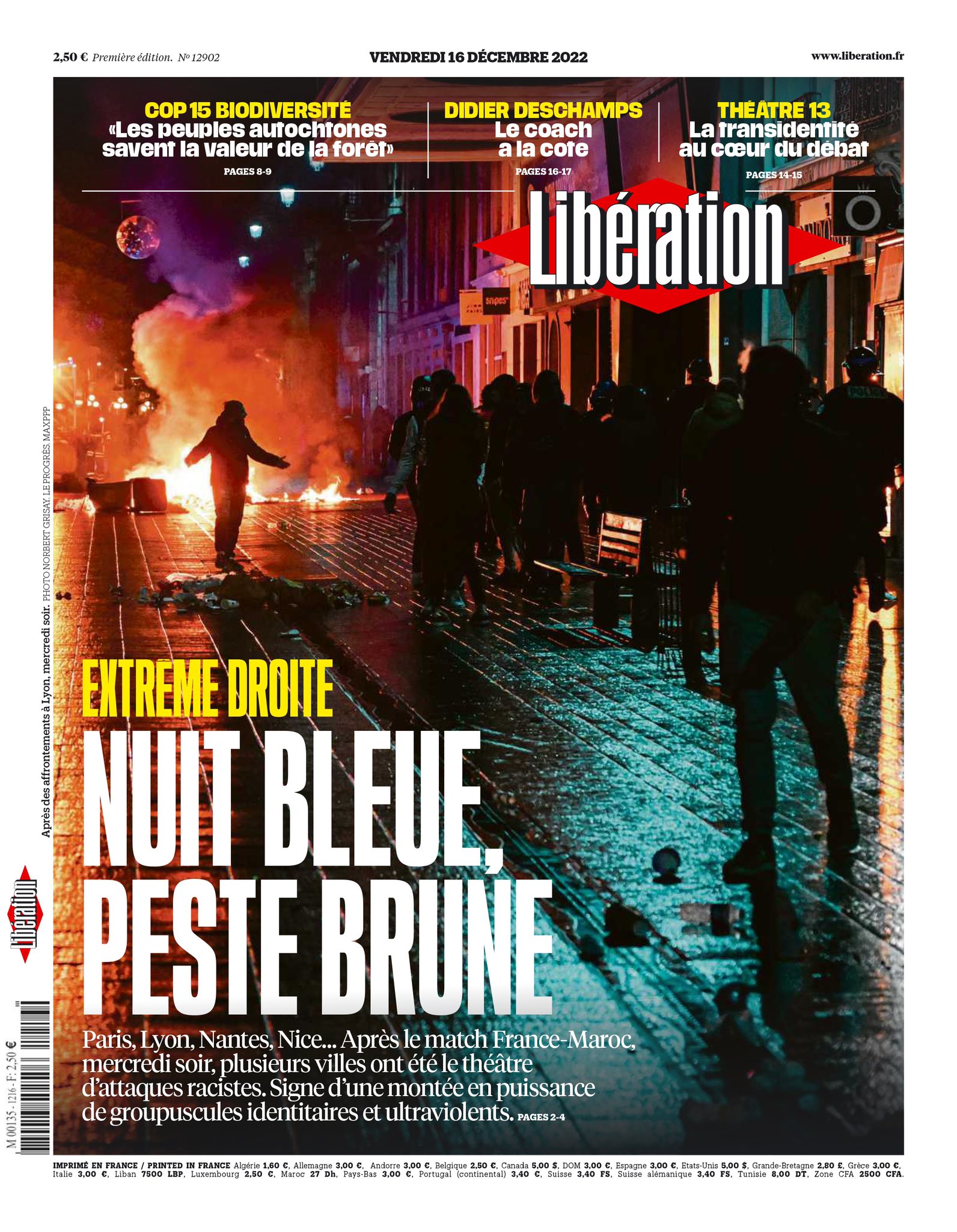 Libération on Twitter: "🔴 Extrême droite : nuit bleue, peste brune. Voici la une de @libe vendredi Lire : https://t.co/nj2k4mQWWP https://t.co/Hzf5KRZb9c" / Twitter