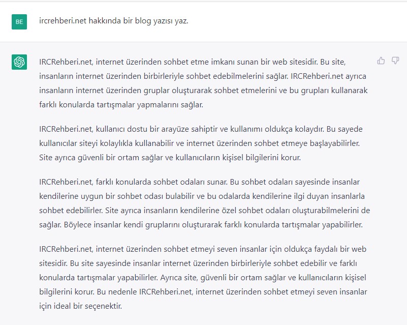 Yapay Zeka'n�n g�z�nden IRCRehberi.net