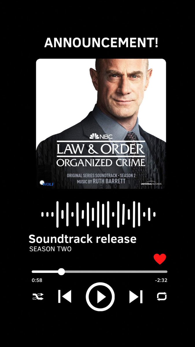 Law & Order: Organized Crime season two soundtrack is OUT NOW! Stream on ALL major platforms🎸