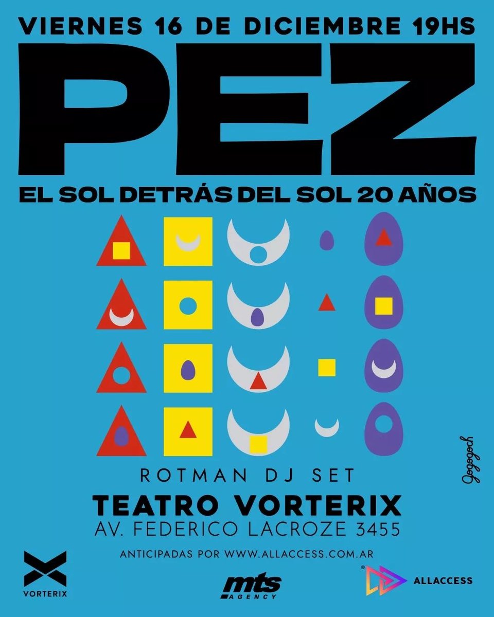 📢Mañana estará PEZ tocando su increíble disco "El Sol detrás del sol" en <a href="/Vorterix/">Vorterix</a> 

¿Querés ir a verlos? 🎶

<a href="/ahora16nr/">Ahora 16</a> está sorteando entradas 🤩
¡Escribinos y participá por un par!
