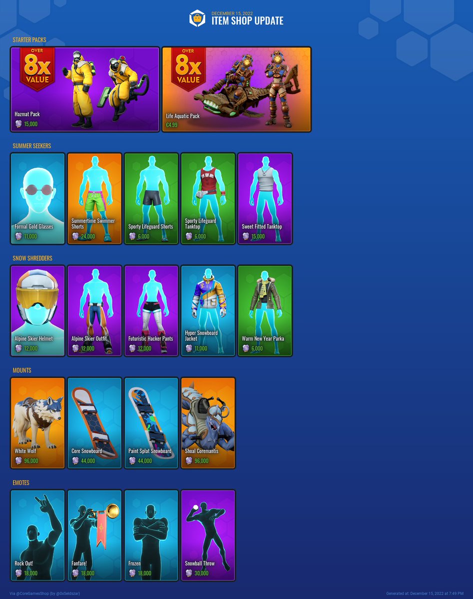CoreGamesShop's tweet photo. #CoreGames Item Shop Update (December 15, 2022) https://t.co/ACy9cRf2MU