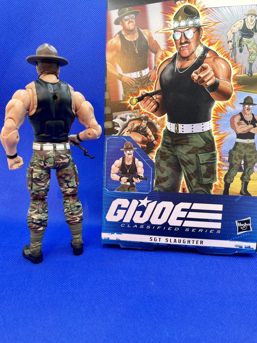 AT EASE DISEASE! Hasbro did a great job with this guy, I just had to give him some woodland cammies though! And that amazing artwork from @AdamRichesArt , superb. #GIJoe #gijoeclassified #sgtslaughter #gijoecustoms #Hasbro