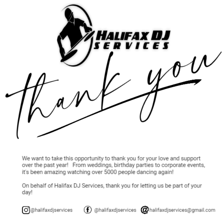 Year end wrap up!  Thank you everyone who has booked our services!  Over 5000 happy dancers!  Looking forward to 2023!  Get your booking in early!  #halifax #dj #halifaxdj #halifaxweddings #dartmouth
