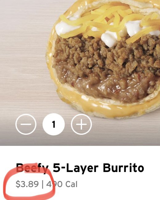 NVTEriffs's tweet image. RIP Beefy 5-Layer
@tacobell make it make sense.
#tacobell #inflation