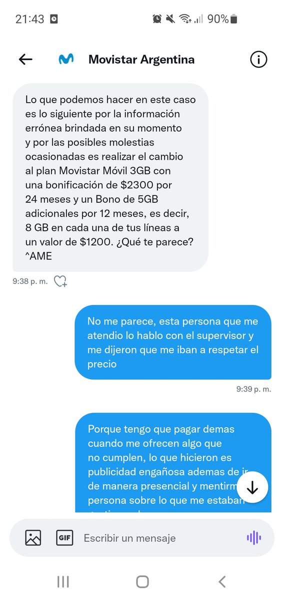 Maximil94040832's tweet photo. @MovistarArg  esto es movistar publicidad engañosa te ofrecen algo te cobran mal y pretenden para solucionarlo que abones un monto por encima de lo que contrataste, son un fraude! Quiero de manera urgente me solucionan y cobren lo que corresponde https://t.co/SrLDyoBVSN