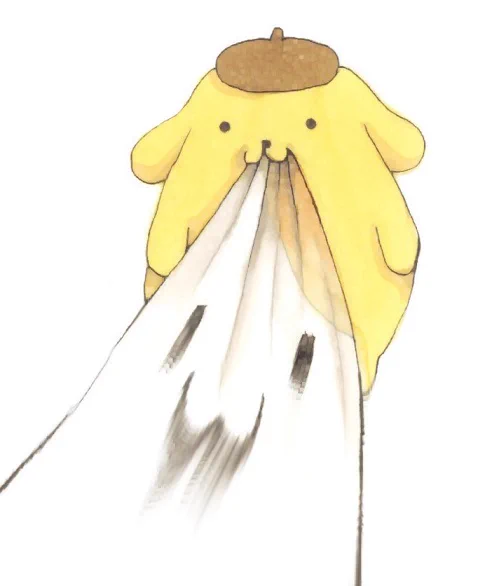 ポムポムプリンちゃんに吸い込まれるマフィンちゃん#ポムポムプリン #イラスト 