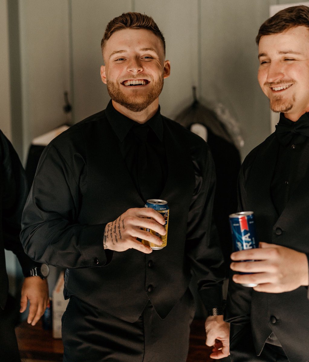 coreyogrady's tweet photo. happy to be able to stand up there with you you on your big day.🤘🏼 @jj_343  apparently i gotta quit catchin these damn garters at weddings tho lmfao https://t.co/la4rvpnoiO