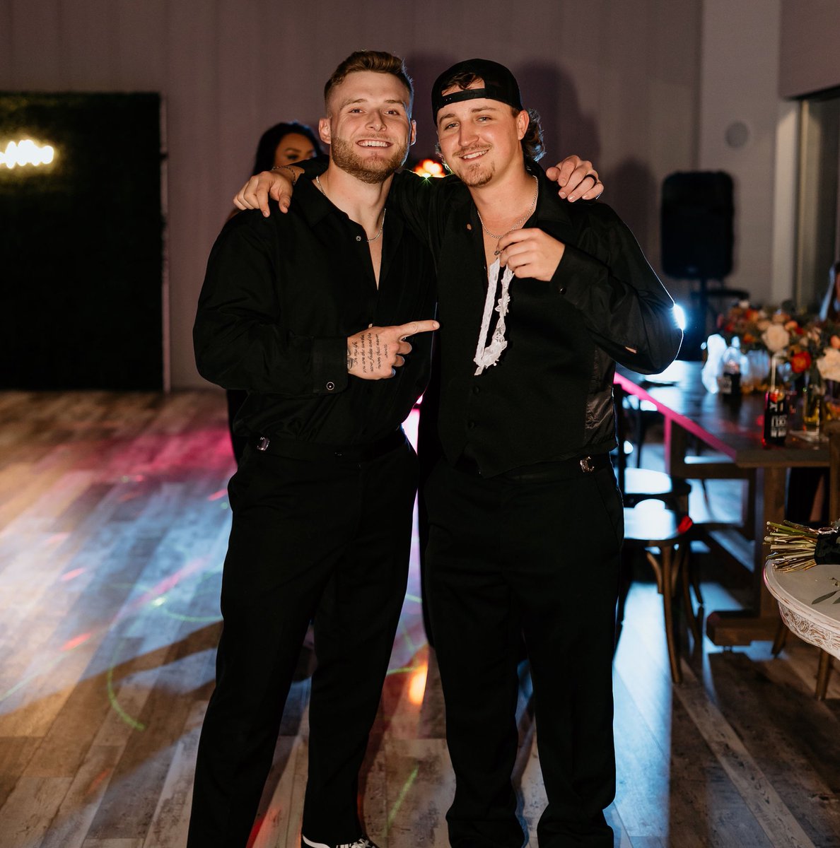 coreyogrady's tweet photo. happy to be able to stand up there with you you on your big day.🤘🏼 @jj_343  apparently i gotta quit catchin these damn garters at weddings tho lmfao https://t.co/la4rvpnoiO