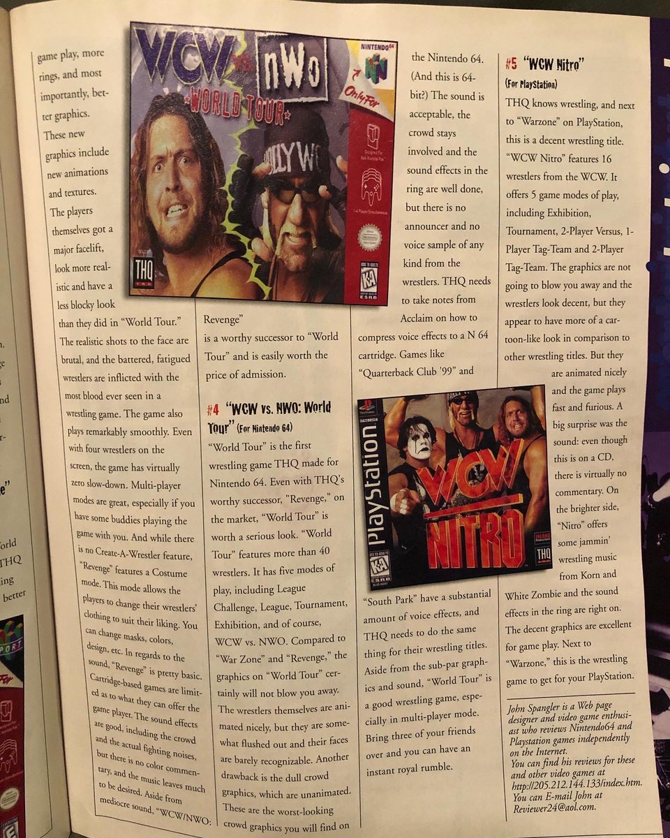 WOW__Magazine's tweet photo. Wrestling video game reviews from WOW magazine issue 1 #wwfwarzone #wcwnworevenge #wcwnwoworldtour #wcwnitro #wrestlinggames #WWE2K23 #n64 #ps1 #attitudeera #wowmagazine #retrogames https://t.co/InI7LdygFH