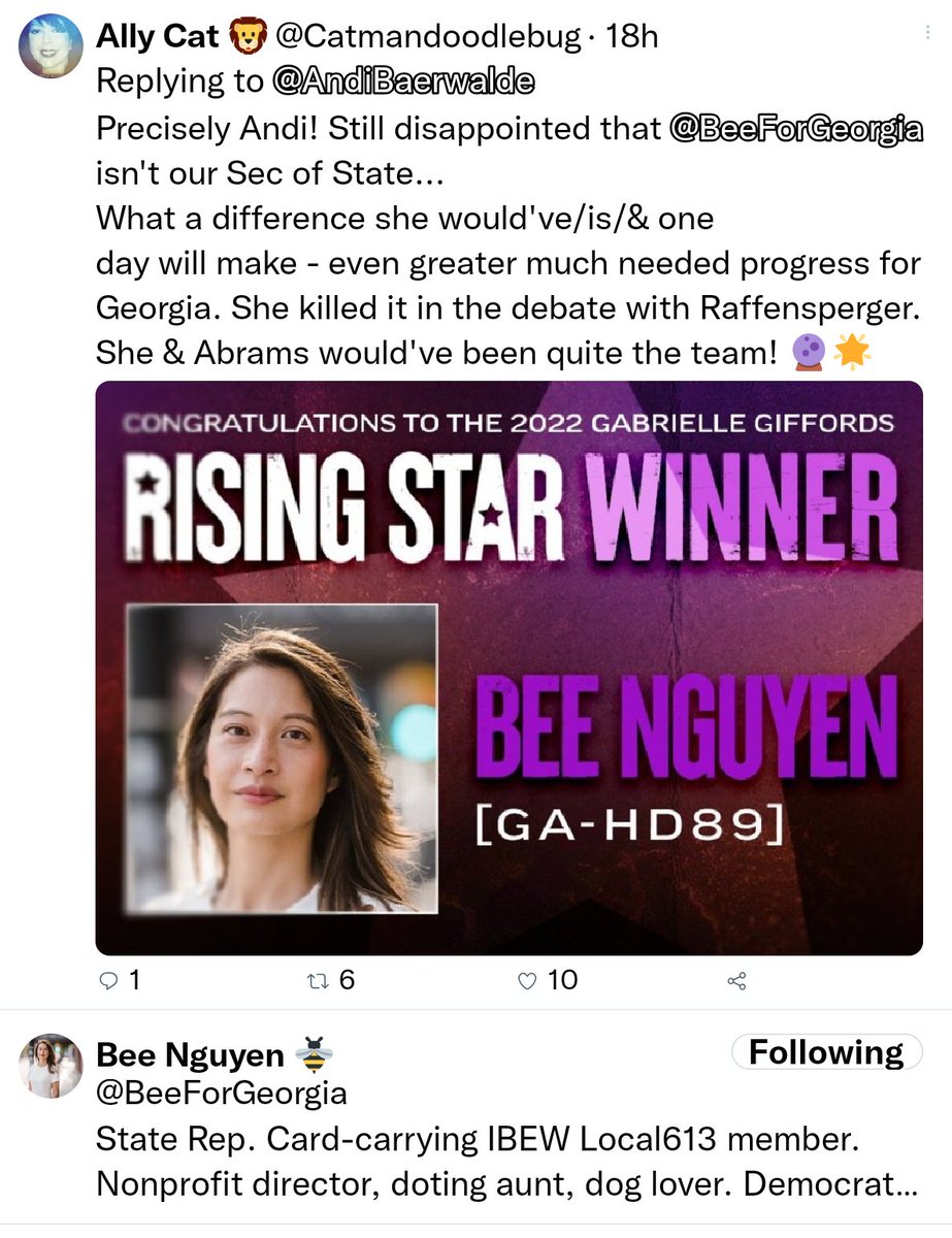 @marceelias @ResisterInGA Thank you, Marc! @marceelias
For ALL you've done for Georgia!
From Athens, GA
Bee Nyugen should be our Sec of State.
GA, you blew it on this one. 💣🆘
Said it 'til I was Blue in he face. 😨
#Raffensperger
@BeeForGeorgia 
@TeamWarnock 
@TeamAbrams
#DemVoice1 #Dems4Rights #OBV #UGA