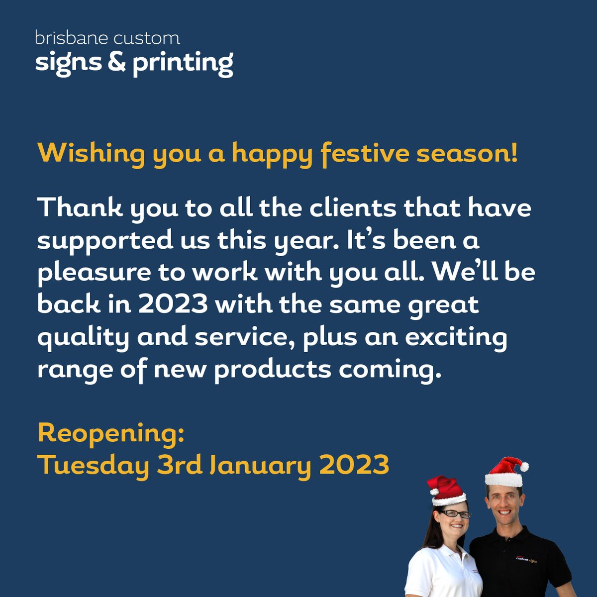 briscustomsigns's tweet photo. Wishing you all a happy holidays and #happyNewYear2023 🎆 https://t.co/WZ6TijwHQe