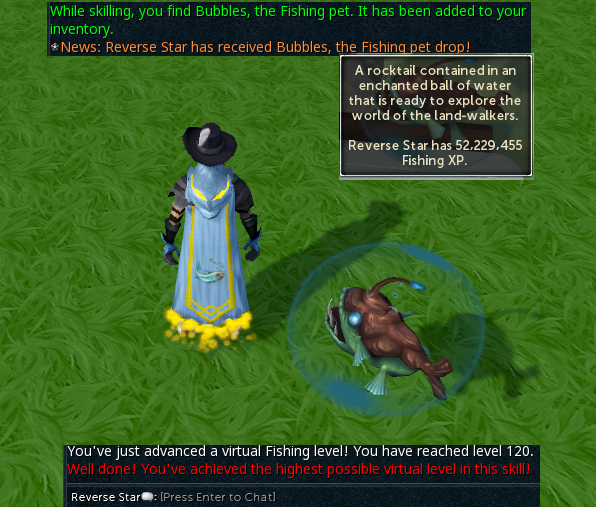 ReverseStar_'s tweet photo. I've been majorly burnt on OS, so here's me finally getting 120 fishing and when I got the pet on RS3 (which was almost exactly halfways from 120 hilariously enough) https://t.co/Vh6i0GNzYF