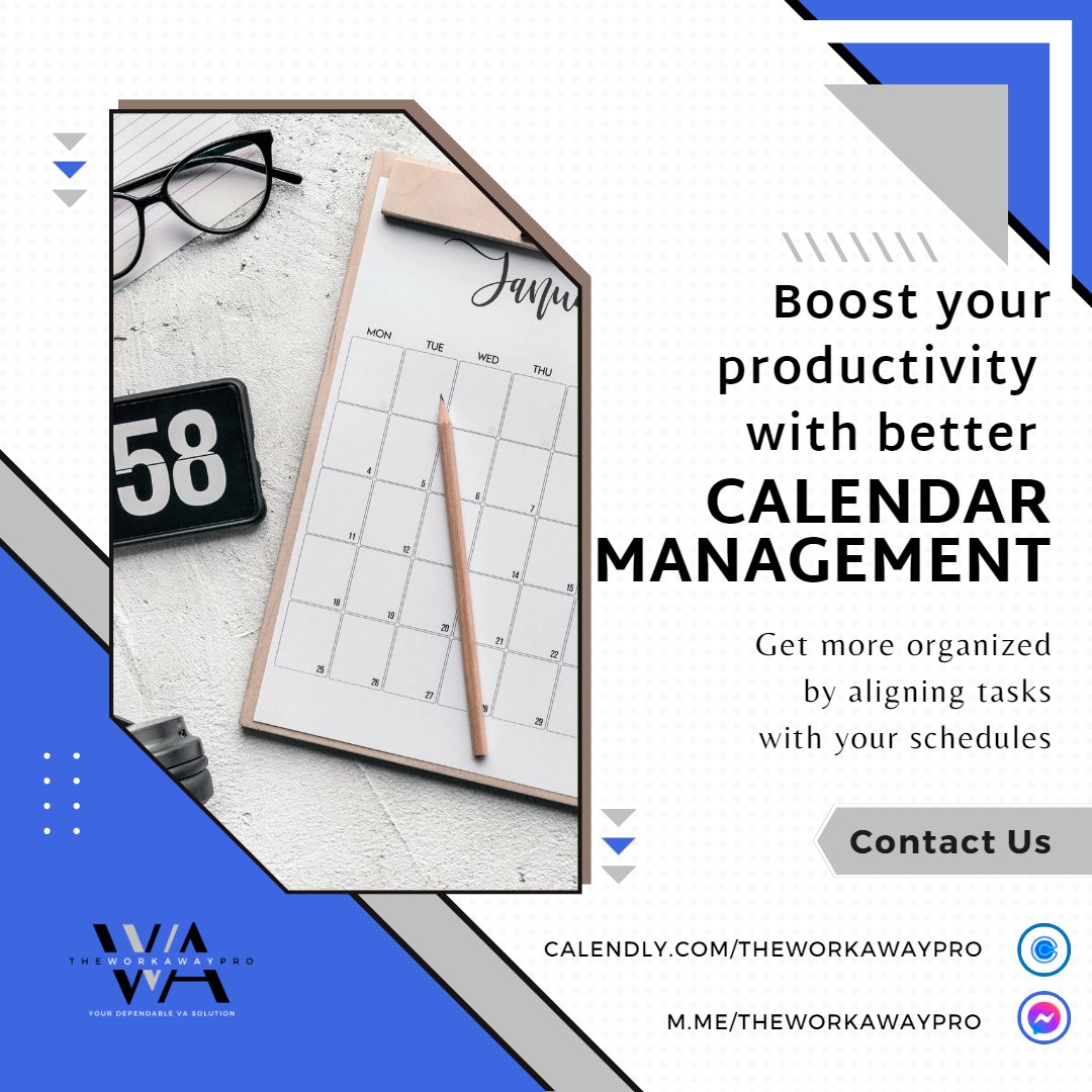 theworkawaypro's tweet photo. "Boost your productivity with better calendar management.

Book a discovery call now!  https://t.co/7HriKrRg7x  

#theworkawaypro #theworkawayprova #theworkawayproph #twap #twapva #productivity #customerservice #projectmanagement #assistant #smallbusinesssupport https://t.co/IdiUqsuWV2