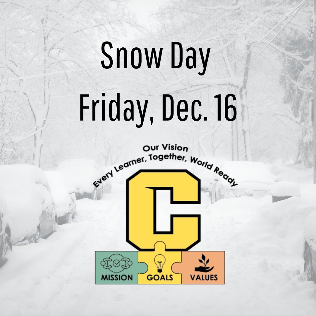 CanajoharieCSD's tweet image. Due to the impending winter storm, the Canajoharie Central School District has declared a snow day for Friday, Dec. 16.