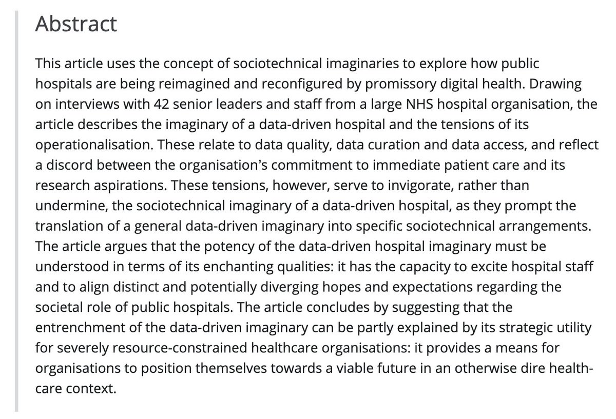 neurosocieties's tweet photo. Just out @SHIjournal : Examining how the promise of #data-driven healthcare is reconfiguring public #hospitals.  From John Gardner @MonashSoc &amp; @MonashBioethics 
https://t.co/NEiomm99Yb https://t.co/UoRyZu4q8P