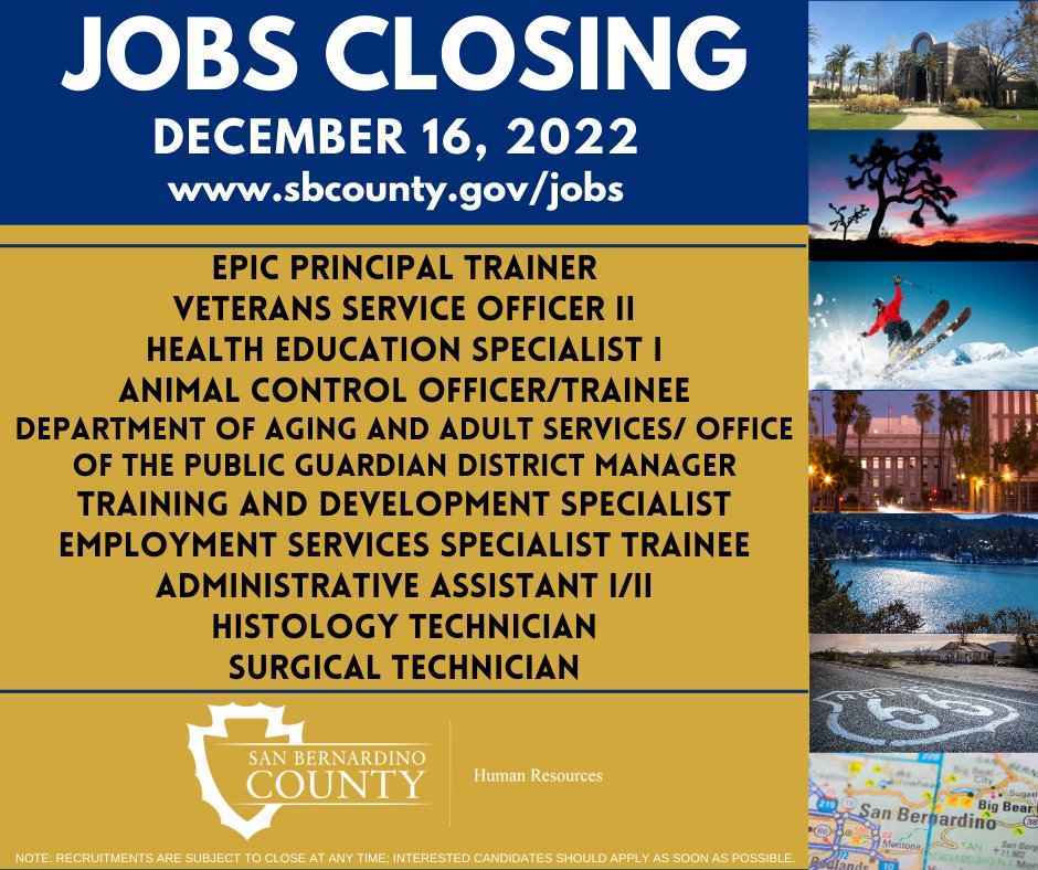 sbcountycareers's tweet photo. There's still time! Apply now for an opportunity to #MakeADifference with #SanBernardinoCounty! #SBCountyJobs #Careers #LiveWorkPlaySBC #governmentjobs #OpportunityWorksHere #Jobs #ApplyToday @ https://t.co/k2hOm7kb6P https://t.co/PtjFD3yhGj