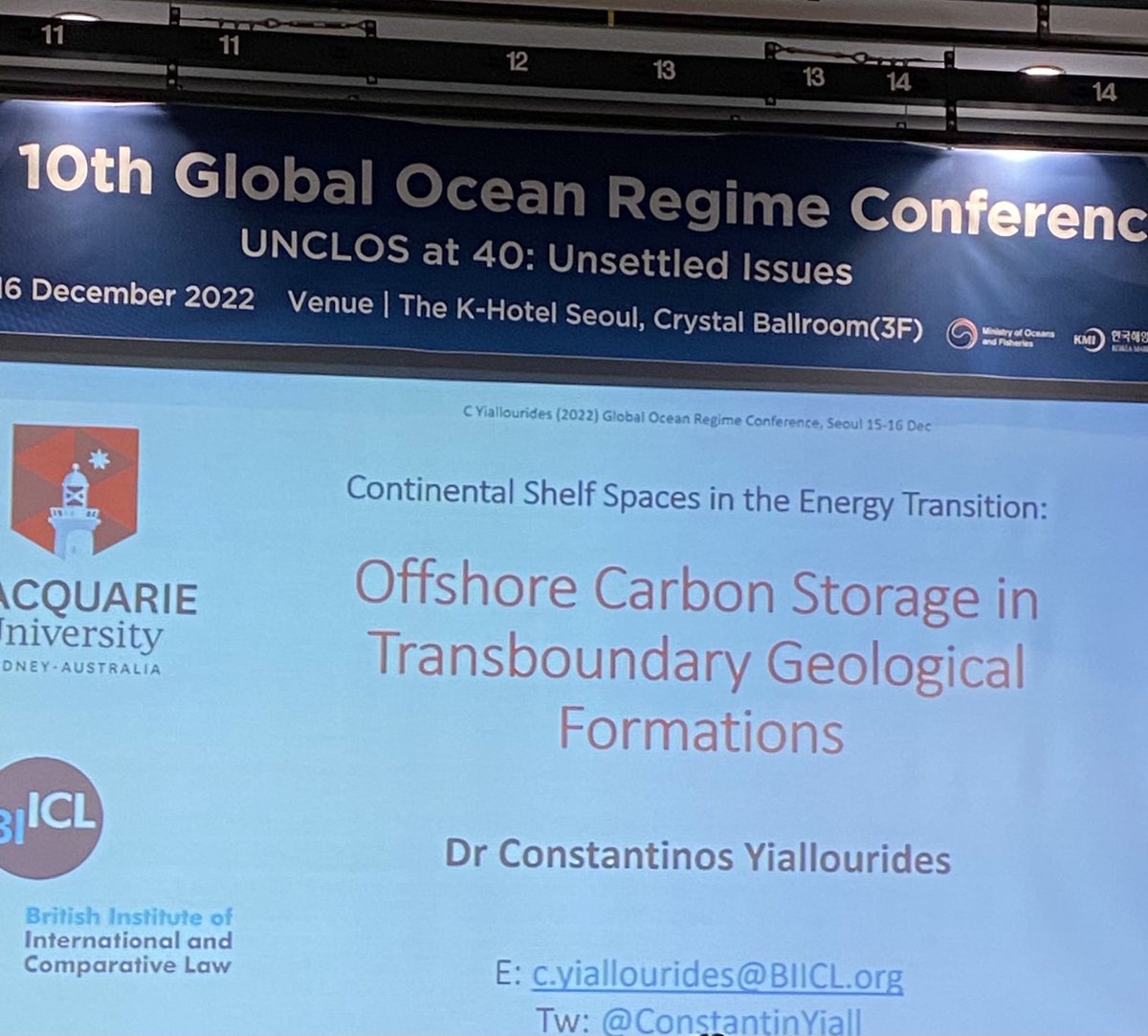 niluferoral's tweet photo. ⁦@ConstantinYiall⁩ speaking at day 2 of KMI 10th Global Ocean Regime conference. “Very few leaders willing to reduce their fossil fuel consumption… This is where CCS comes in pending finding alternative options…” #CCS https://t.co/St5pg8wcfi