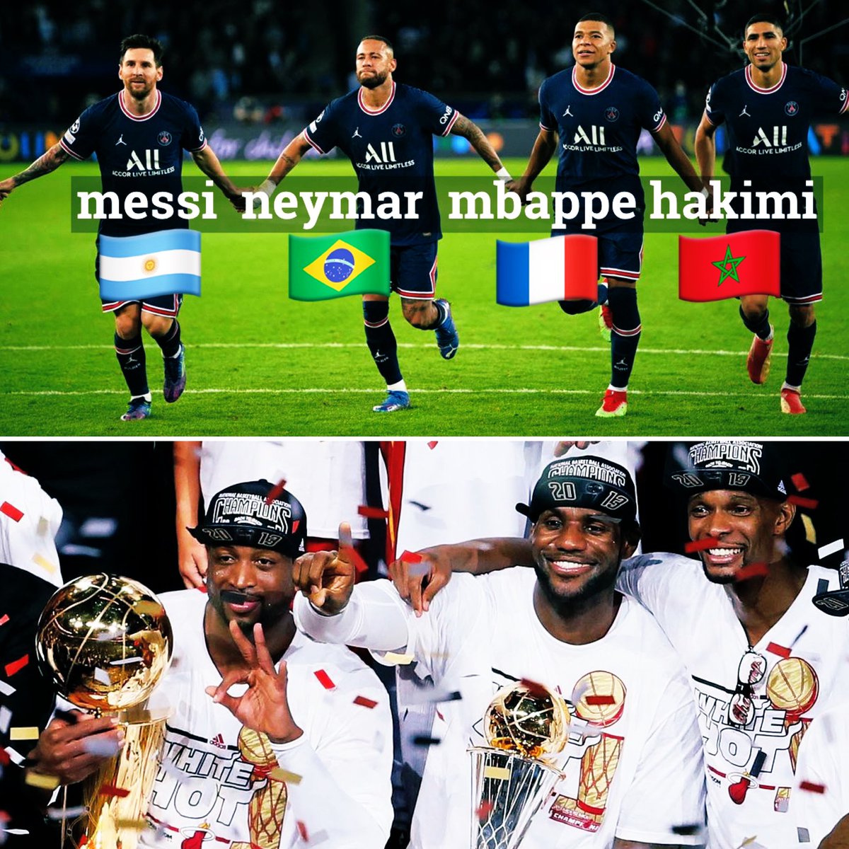 igartaSD's tweet photo. How has #ParisSaintGermain not won the #UEFA Champions League?  Staked with top ⭐️s #Messi #Neymar #Mbappe #Hakimi dominating the #FIFAWorldCup. Is ⚽️ the ultimate team sport? @MenInBlazers https://t.co/7xskolibVW