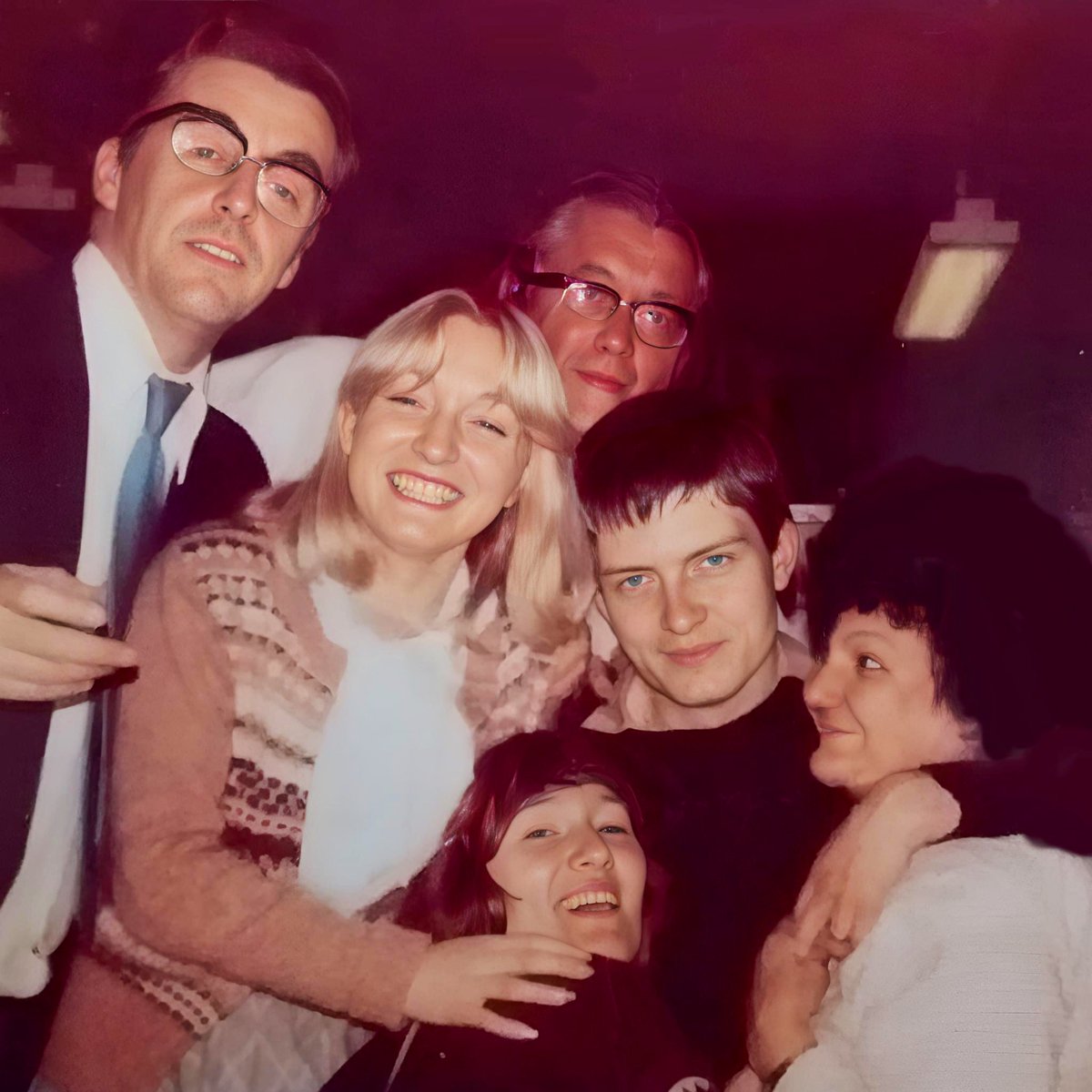 altclassicmusic's tweet photo. Joy Division’s Ian Curtis at his office Christmas Party in December 1979. 

Located at South Park Road in Macclesfield, yards away from his home at 77 Barton Street. 

Ian worked as Assistant Disablement Resettlement Officer, helping find work for people with special needs. https://t.co/A0U6jjZvvv