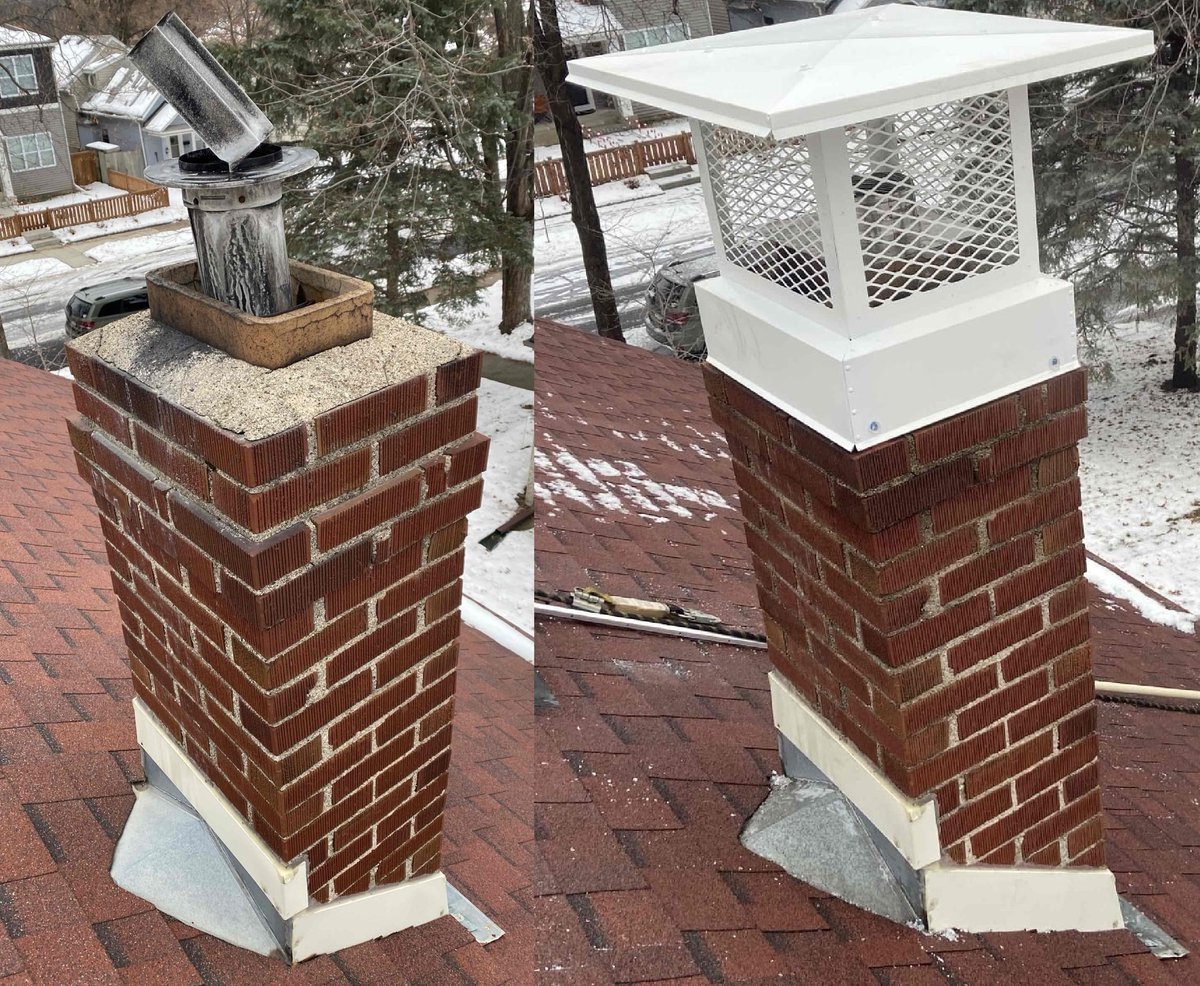 Another before and after from one of our business partners. This customer now has a ChimGuard Full Coverage Chimney Cap that will last forever in our harsh Minnesota weather and has great Curb Appeal. Our first White Full coverage Chimney Cap.
#chimguard #sotametalfab https://t.co/pW3ppynrna