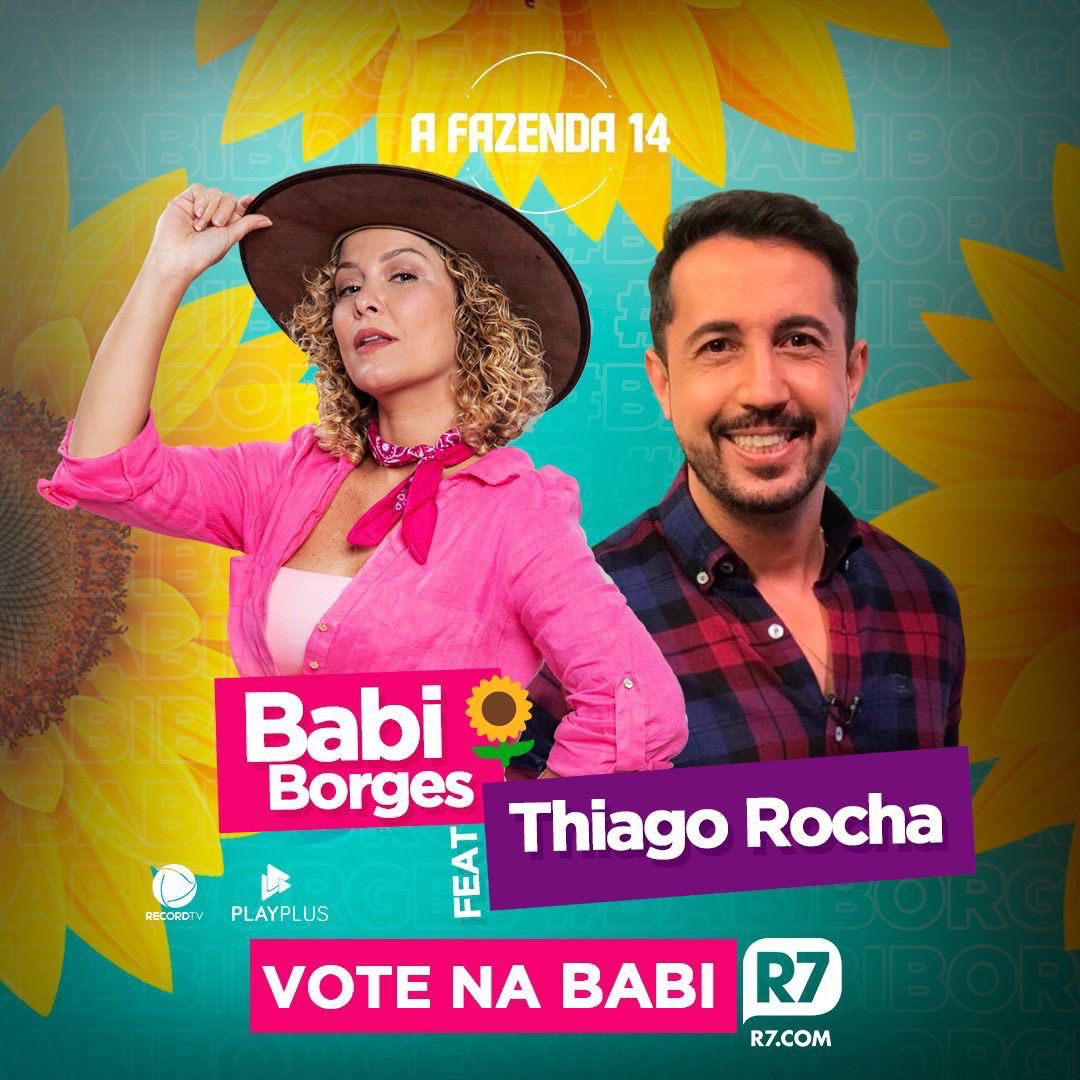 🌻 MUTIRÃO FEAT. @RUIVINHADEMARTE &amp; @THIAGOROCHABR 🌻

🚨 A cada 50 votos mande um emoji.

⏰ ENCERRA ÀS 19:00h!

☑️O voto é para GANHAR, então votem na BABI!

🎯 META 2000 comentários. 

💻: afazenda.r7.com/a-fazenda