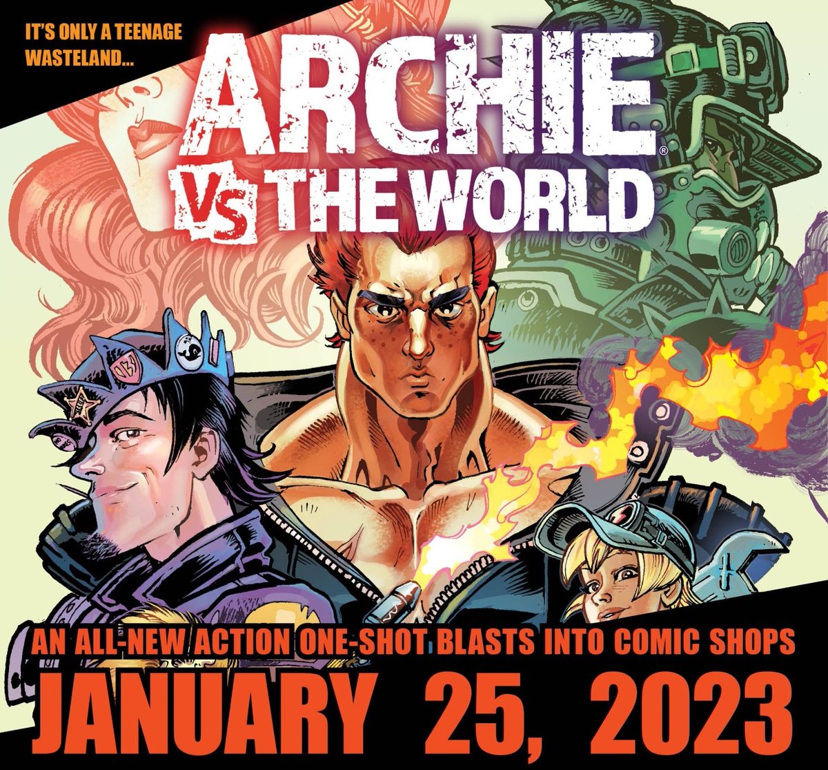 ArchieComics's tweet photo. Next month, it's post-apocalyptic insanity when #ArchievstheWorld hits stores! https://t.co/BpIrXied8v https://t.co/RC98KsFRFm
