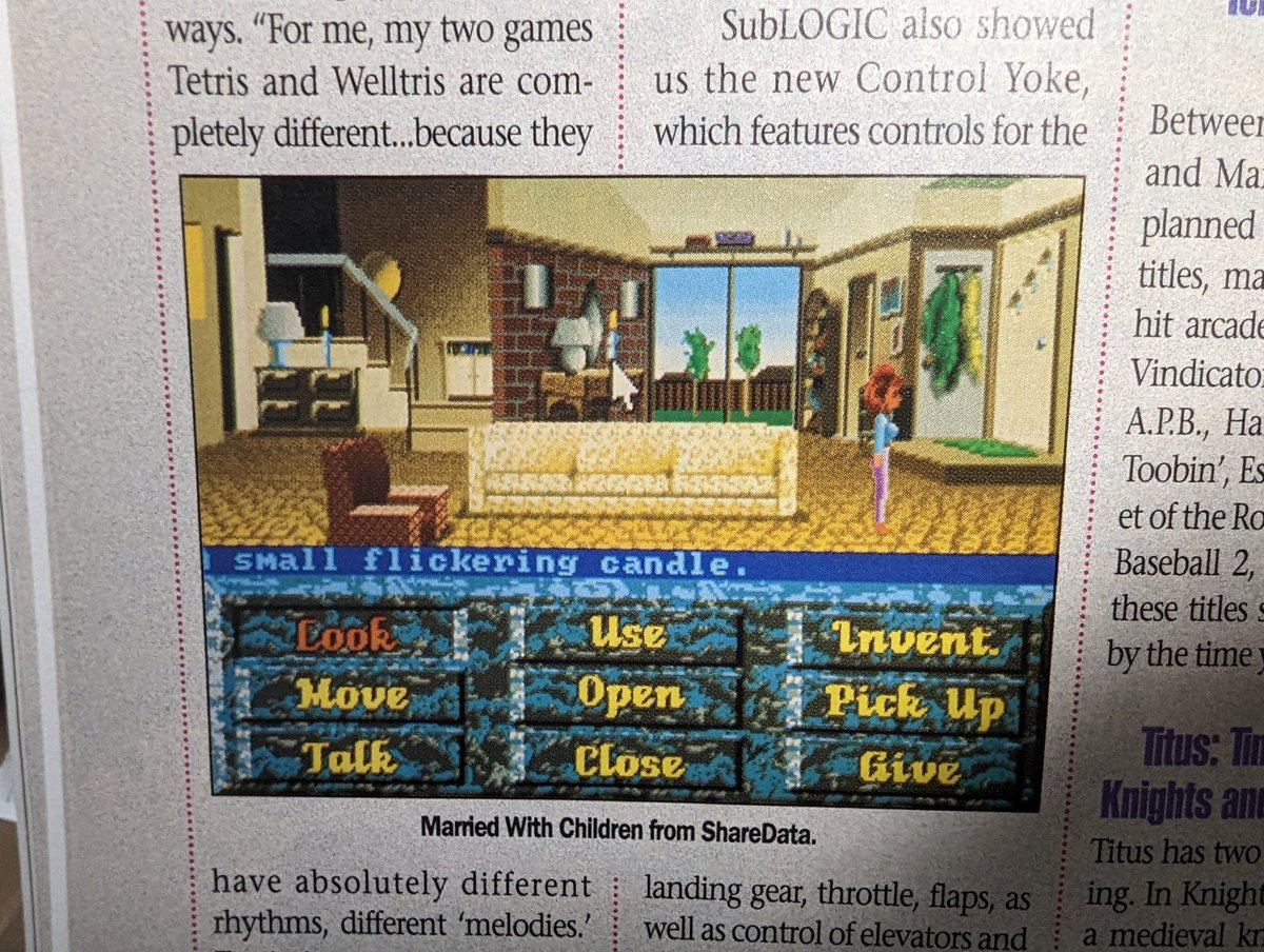frankcifaldi's tweet photo. Omg, I just found a screenshot of the lost "Married...With Children" point and click adventure game, I had no idea this was real and not just a licensing announcement https://t.co/hPItGwJgoK