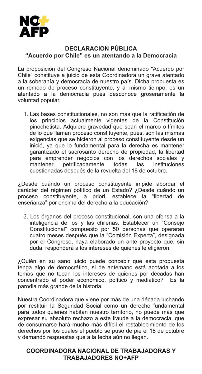 Coordinadora No+AFP tweet media