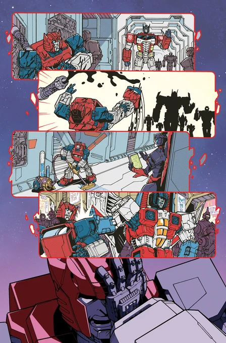 I gotta give IDW2 some love, too, of course! Interiors to the Cliffjumper Galaxies story by   and the Hound and Magnus covers by the delicious  #IDWTransformers 