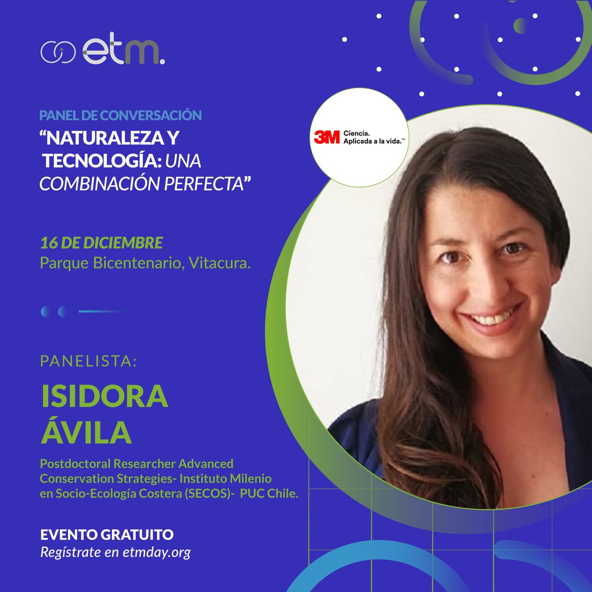 Instituto Milenio SECOS (@mileniosecos) on Twitter photo Este viernes, la investigadora SECOS y Advanced Conservation Strategies <a href="/ACSbuzz/">Advanced Conservation Strategies</a>, Isidora Ávila, estará participando en el 2° Encuentro Internacional de Emprendimiento e Innovación EtMday 2022, organizado por Emprende tu Mente y realizado en el Parque Bicentenario, en Santiago. Este viernes, la investigadora SECOS y Advanced Conservation Strategies <a href="/ACSbuzz/">Advanced Conservation Strategies</a>, Isidora Ávila, estará participando en el 2° Encuentro Internacional de Emprendimiento e Innovación EtMday 2022, organizado por Emprende tu Mente y realizado en el Parque Bicentenario, en Santiago.
