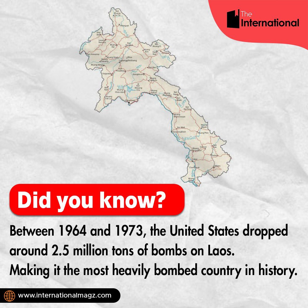 USA dropped more bombs on Laos than they did in all of WWII combined.