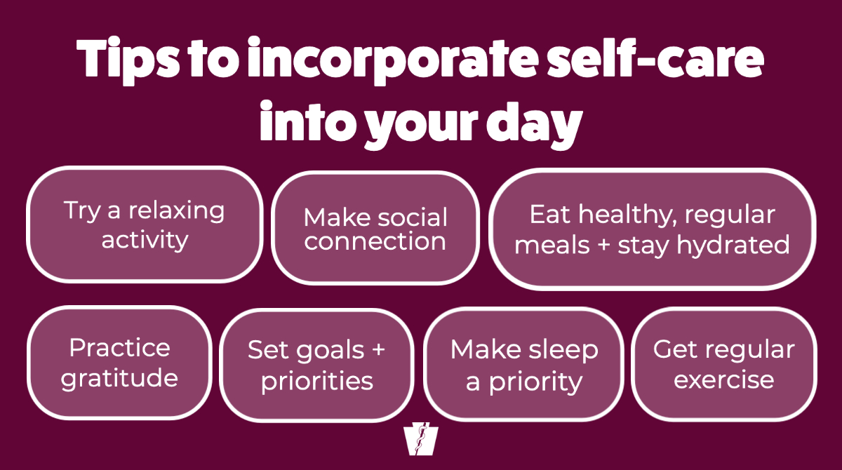 PAHealthDept's tweet photo. Focusing on your mental health can mean a lot of different things. Here are a few tips for practices you can implement into your everyday routine to improve your mental + physical well-being⤵️ https://t.co/CnXhNGRhhf