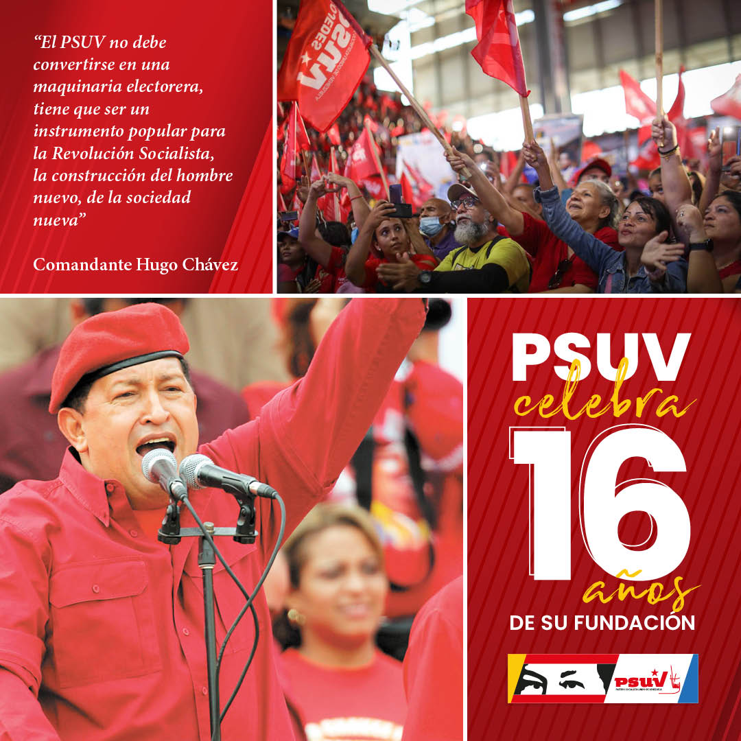 ffmlara_oficial's tweet photo. @PartidoPSUV || 16 años está cumpliendo el PSUV, el Partido del Comandante Chávez ❤️🇻🇪

16 años de amor, de alegría, de lealtad, disciplina y compromiso. 

¡Qué viva el PSUV! 

#16AñosEnVanguardia https://t.co/cMCwAFy7UA