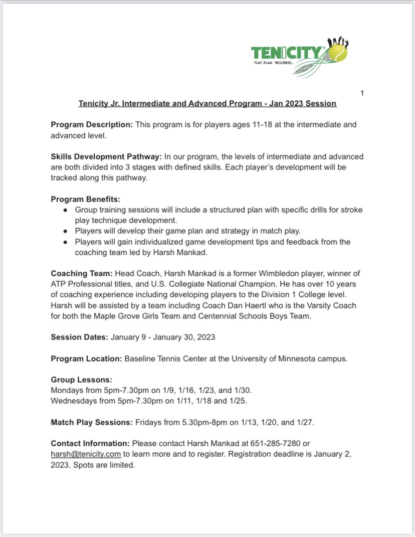 Tenicity Tennis Program tweet media