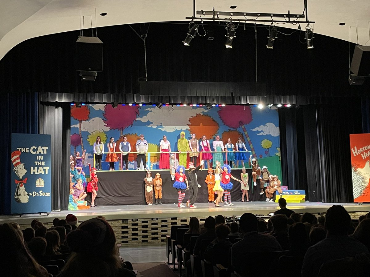 CFEPrincipal's tweet photo. Our CFE 4th and 5th graders were treated to a special sneak preview of the MS Drama Club’s performance of Seussical the Musical this morning. Such a special treat for our soon-to-be middle schoolers! You won’t want to miss the show this weekend!! @CForksSup @ChenangoForksSD https://t.co/QrXmXKiFTI