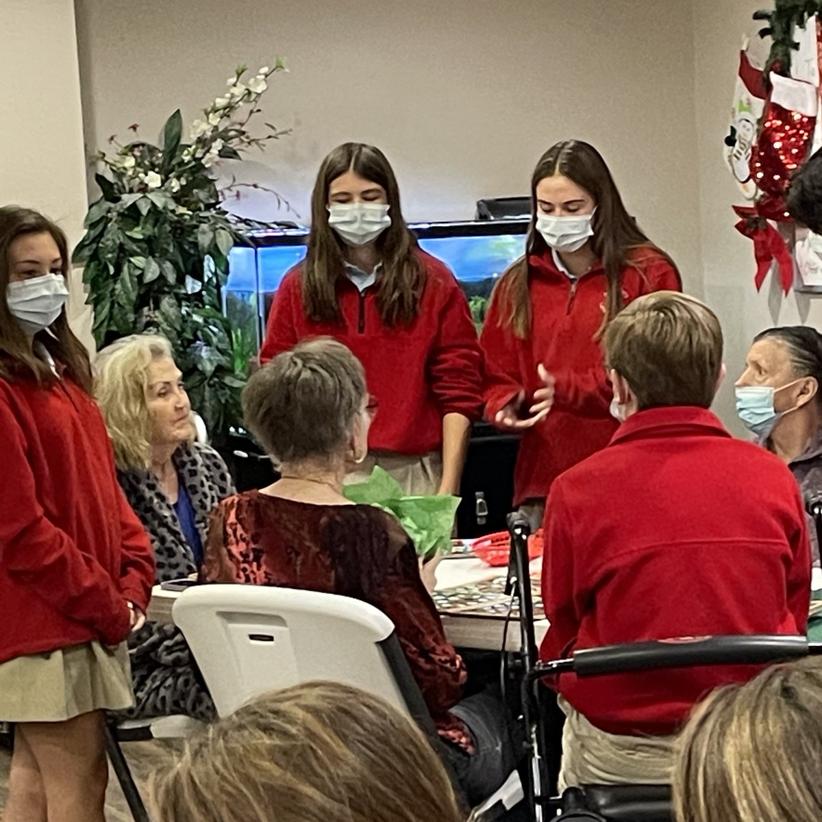 allsaintsba's tweet photo. Our 8th grade NJHS members played Bingo today with the residents of Franciscan Villa. #CatholicCharities #Advent https://t.co/Yue9SkKlnG
