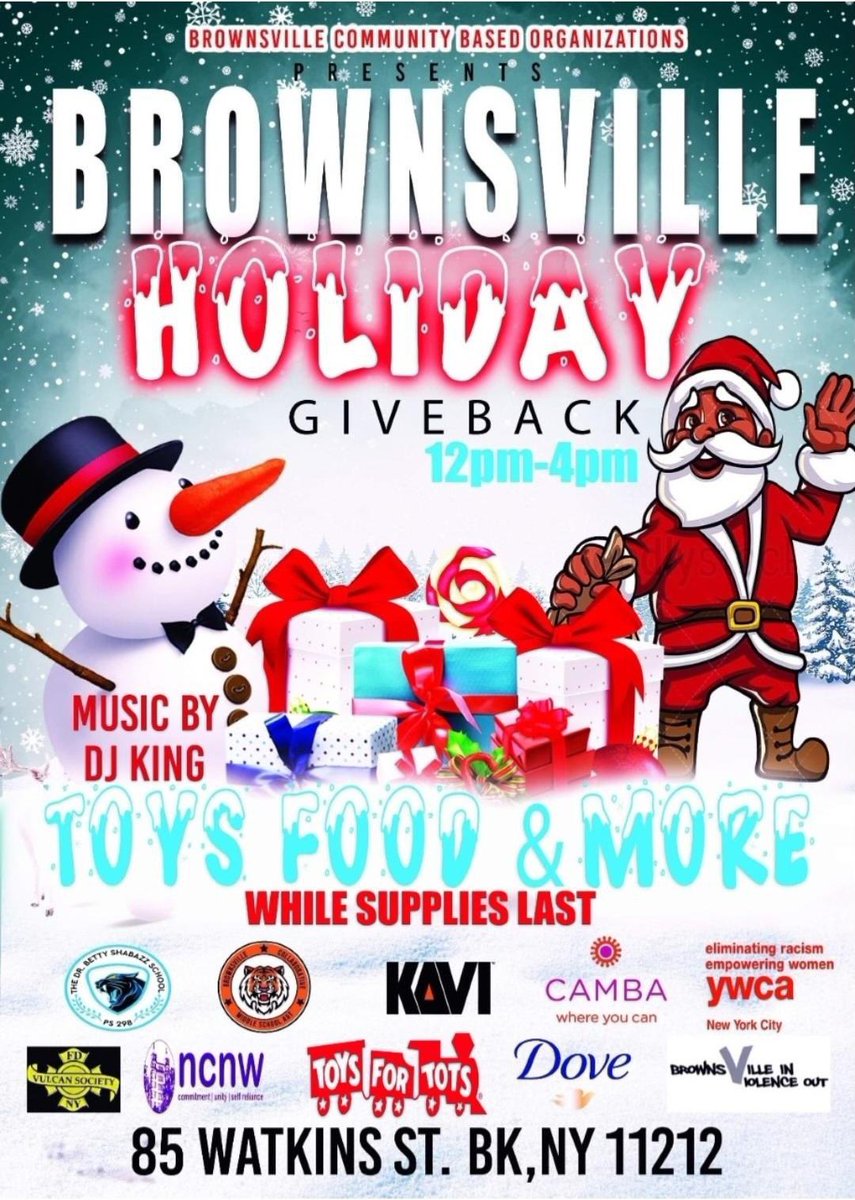 THIS SATURDAY, THIS SATURDAY BRING THE FAMILY OUT SANTA WILL BE AT P.S. 298 GIVING OUT PRESENTS. WE HAVE A FUN FILLED DAY PLANNED!!!