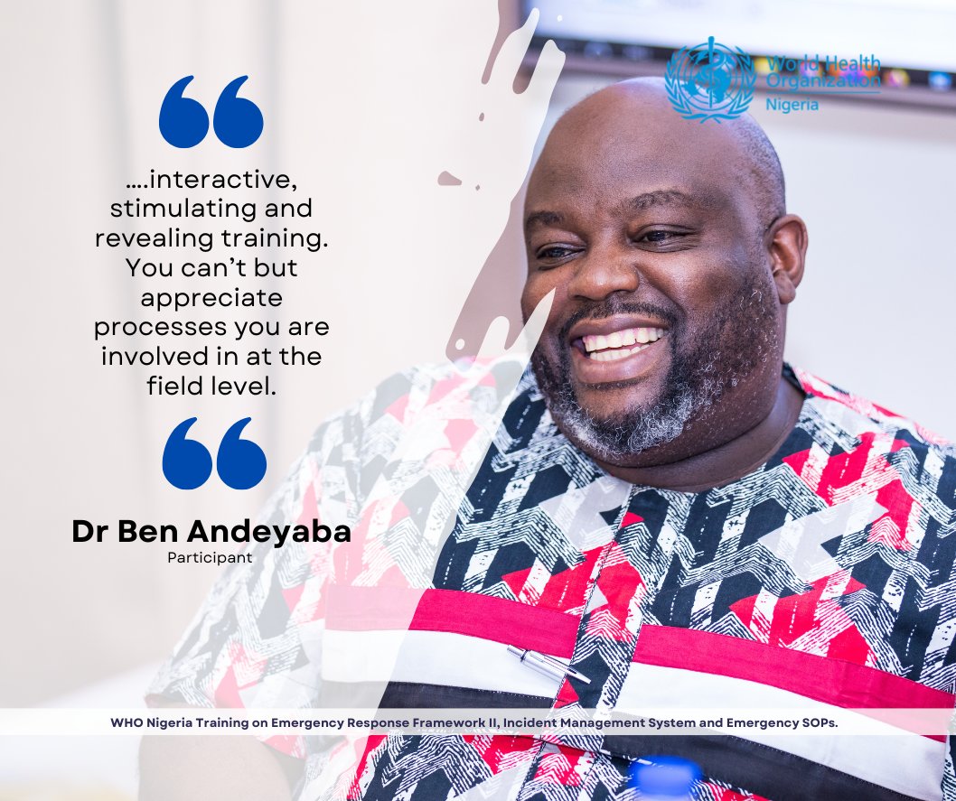 "….interactive, stimulating and revealing training. You can’t but appreciate processes you are involved in at the field level." - Dr Ben Andeyaba (Participant)