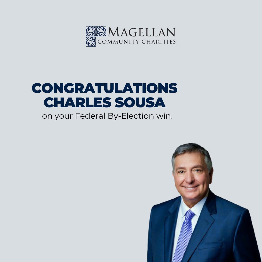 MagellanCF's tweet photo. Congratulations @SousaCharles on your Federal By-Election win 👏 Appointed Chair of Magellan Community Charities in 2019 and having played an integral role on our board of directors. We appreciate all significant contributions made to the building of the Magellan Centre. https://t.co/WuSoGE99KO