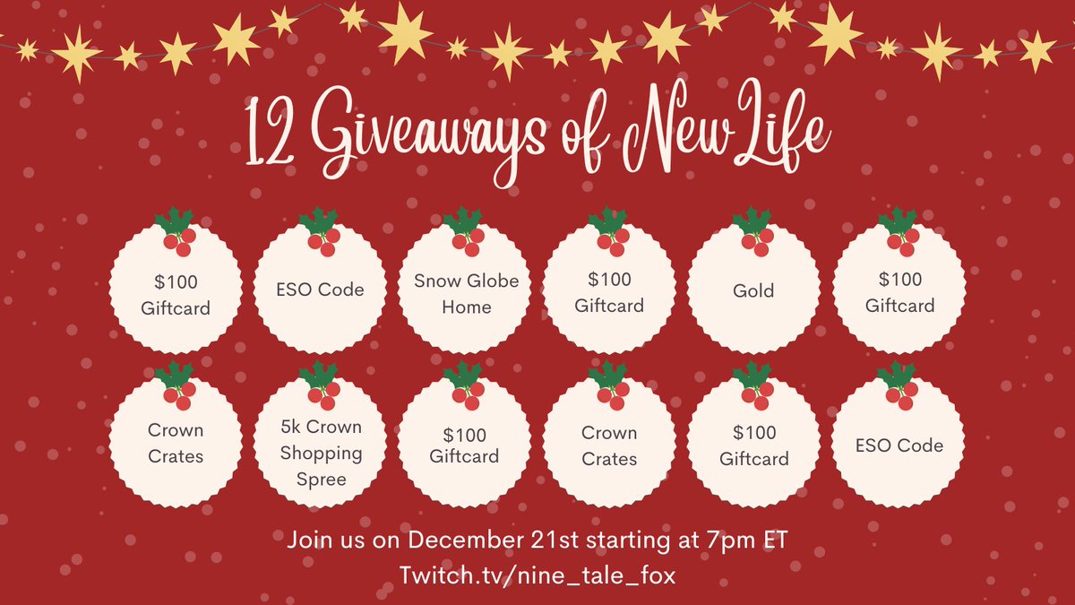 MrsNineTales's tweet photo. 2022 giveaways are not done yet #ESOfam! Join us on 12/21 starting at 7pm ET for our 12 Days of New Life stream!

But for now...a Twitter giveaway!

✨Follow,❤️&amp;🔁
✨Comment platform/region/code choice

🦊High Isle
🦊1500 Crowns
🦊Devoted Torchbug
🦊ESO+(PC)

Winner drawn 12/21 https://t.co/a3gOLpwy8c