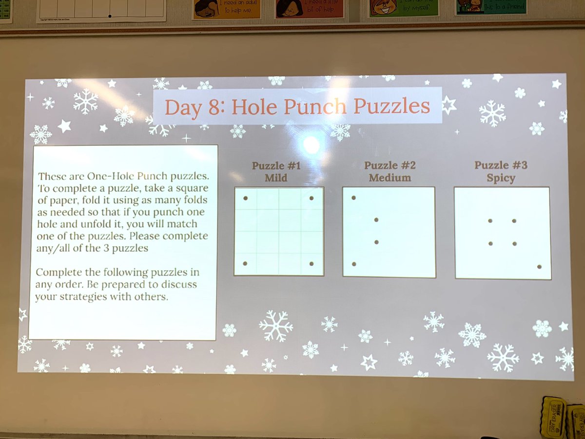 MrsHolley_'s tweet photo. Students LOVED this #WinterMathChallenge. Everyone was engaged discussing strategies and trying solutions until they got it right. Started with comments like “WOAH how’d I make that” and ended by teaching each other! They were very proud of solving the “spicy” level @tvdsbmathk8 https://t.co/TVSEnZbhzE