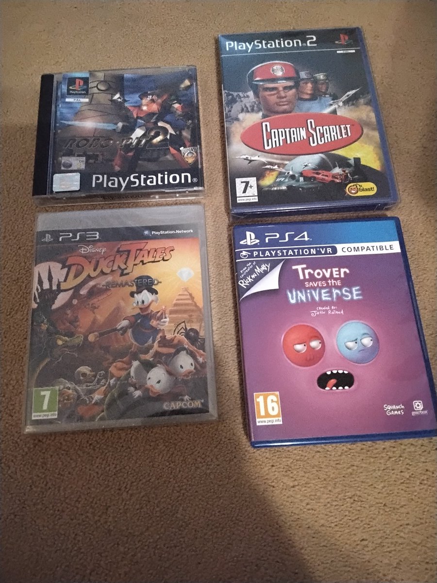 Mr_KNIGHTRIDER_'s tweet photo. @ColonelFalcon @The_Top_Loader @Retrogamebrews @sincespacies @DANIELakaDEE @RetroBlastUS @Gamer_Dan5 @MaxLoki76 @TwinzDynamic @Solyant1 My #Random4
Robopit 2 PlayStation 1
Captain Scarlet PlayStation 2
Duck Tales PlayStation 3
Trover PlayStation 4 https://t.co/OeNcVktGXs