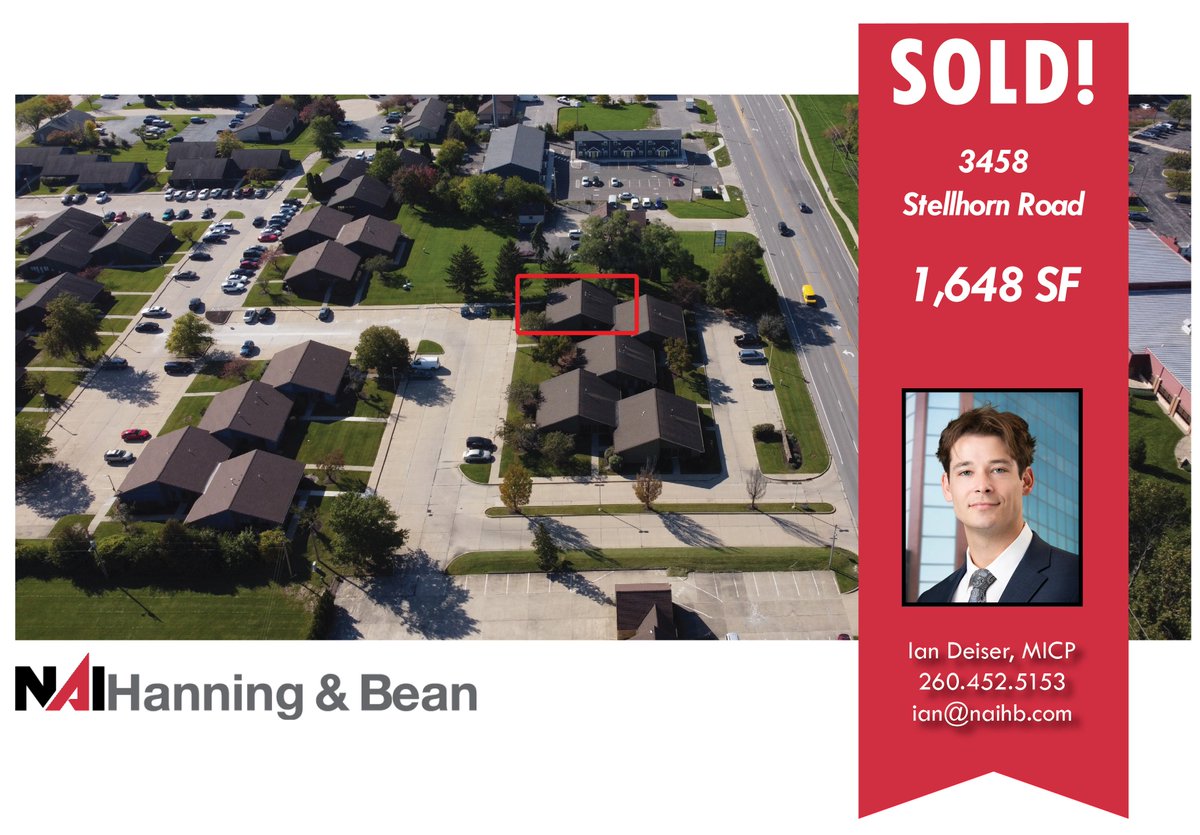 Ian Deiser, MICP, represented both the seller, Northeast Indiana Regional Partnership, as well as the buyer, AITF Services, in the sale of this office condo located in College Park, northeast Fort Wayne. Congrats to all!🙌