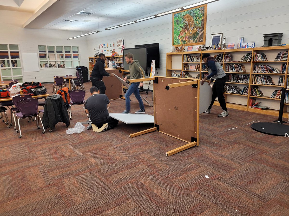 DCSDTL's tweet photo. The @DavieCountySch middle school media centers are getting a new look this week. Super excited for staff and students to be able to use these new spaces. Thanks to the @ncdpiDTL IMPACT grant for making this all possible. #experiencedavie #blendedlearning #lotsofboxes https://t.co/enrci9NAAS