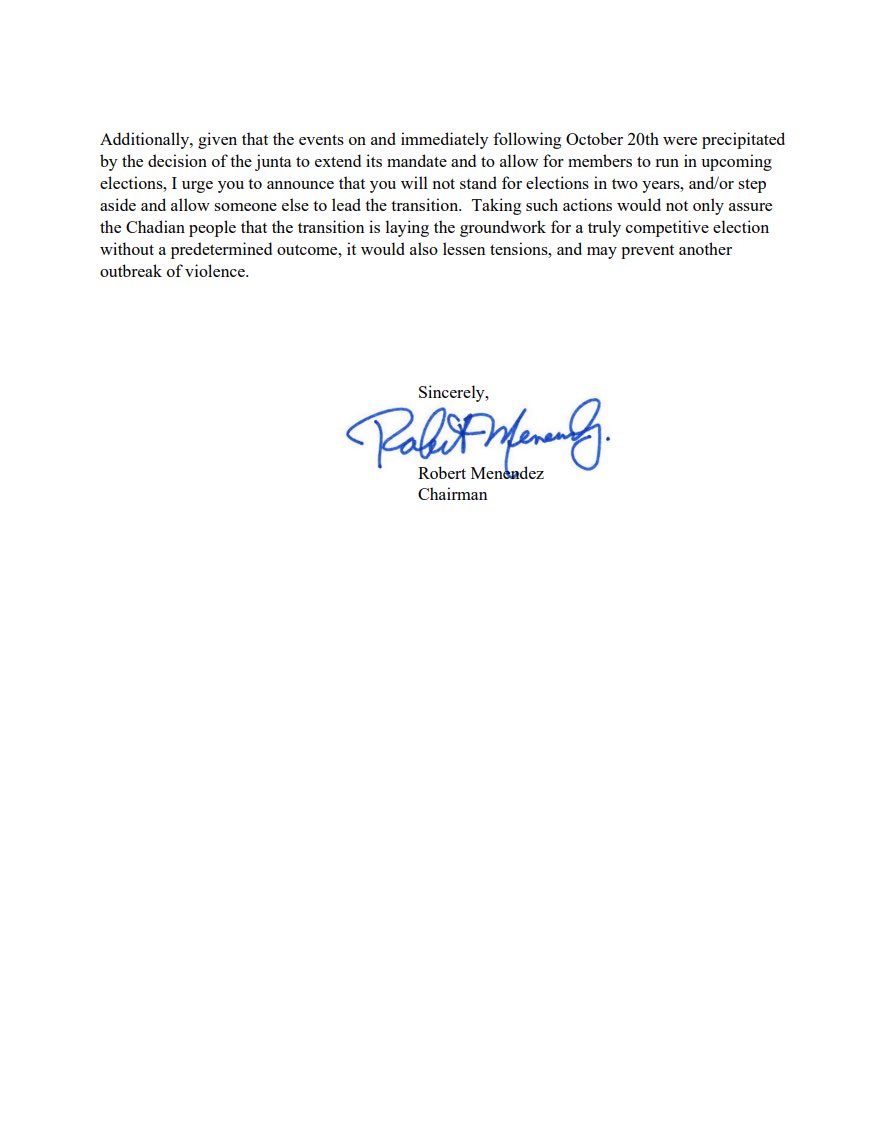 SFRCdems's tweet photo. Coup leader Deby's regime in #Chad stands accused of killing dozens of pro-democracy protesters &amp; detaining hundreds more on October 20. The US &amp; @_AfricanUnion must join in pressing for a credible investigation &amp; justice for the Chadian people. My letter: https://t.co/LV0Fi9l0QB https://t.co/gvkFAPakm1
