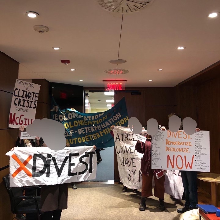 BREAKING: Divest McGill members have disrupted the Board of Governors’ meeting, demanding fossil fuel divestment and democratization, and decolonization of the university institution.