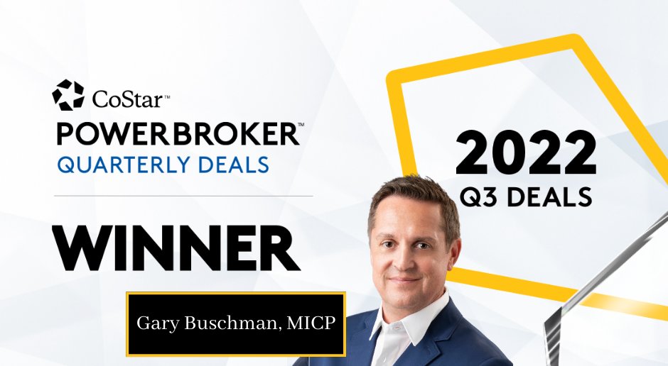 Please help us in congratulating Gary Buschman, MICP, for being recognized by <a href="/CoStarGroup/">CoStar Group</a> as a 2022 CoStar Power Broker Quarterly Deals Winner for Q3!😍 He was awarded for his industrial lease transaction at 6125 Cross Creek Blvd to Keystone Granite. Go Gary!