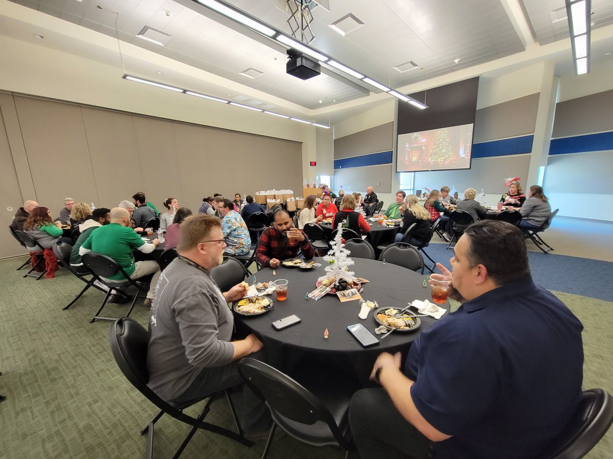 CtcHollenstein's tweet photo. What a fun holiday luncheon with our staff! These amazing educators got very competitive with our staff bingo activities and nutcracker decorating contest! @KimTraylor01 @EMSISD_CTE @EMSISD #HCTCready #emsproud https://t.co/e1toP731wB